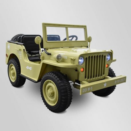 VOITURE ÉLECTRIQUE ENFANT JEEP WILLYS 3 PLACES 12V VERT