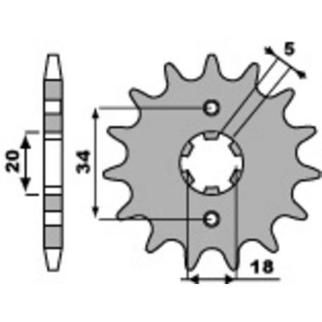 Pignon acier pour moteur vertical 125 /250cc- 428