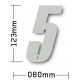 N°5 Numero de plaque YCF Blanc - 123x80mm (vendu par 3)