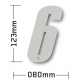 N°6 Numero de plaque YCF Blanc - 123x80mm (vendu par 3)