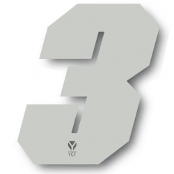 N°3 Numero de plaque YCF Blanc - 108x105mm (vendu par 3)