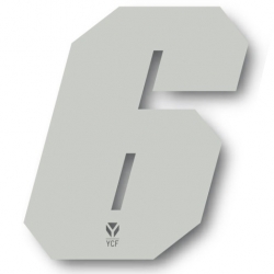 N°6 Numero de plaque YCF Blanc - 108x105mm (vendu par 3)