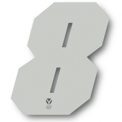 N°8 Numero de plaque YCF Blanc - 108x105mm (vendu par 3)