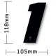 N°1 Numero de plaque YCF Noir - 108x105mm (vendu par 3)