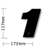 N°1 Numero de plaque YCF Noir - 117x172mm (vendu par 3)